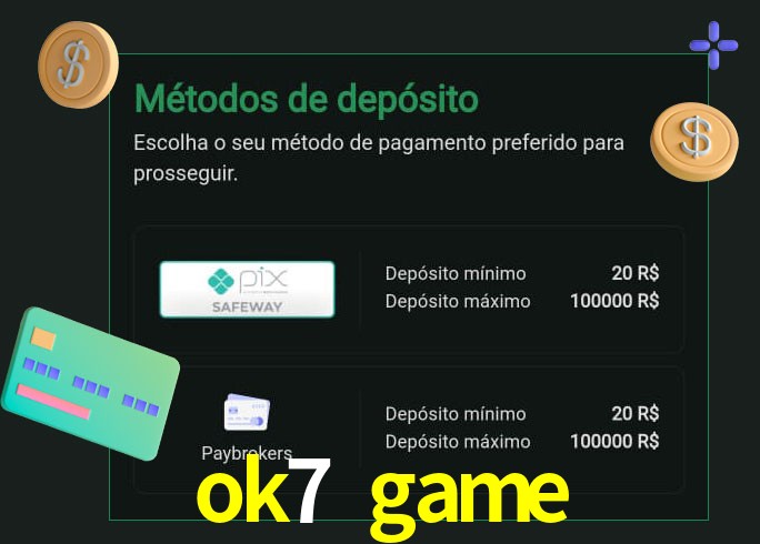 O cassino ok7 game oferece uma grande variedade de métodos de pagamento